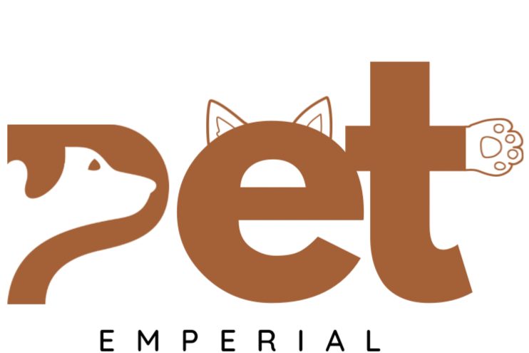 Logo of Pet Imperial with a stylized 'P' and 'E' on a white background